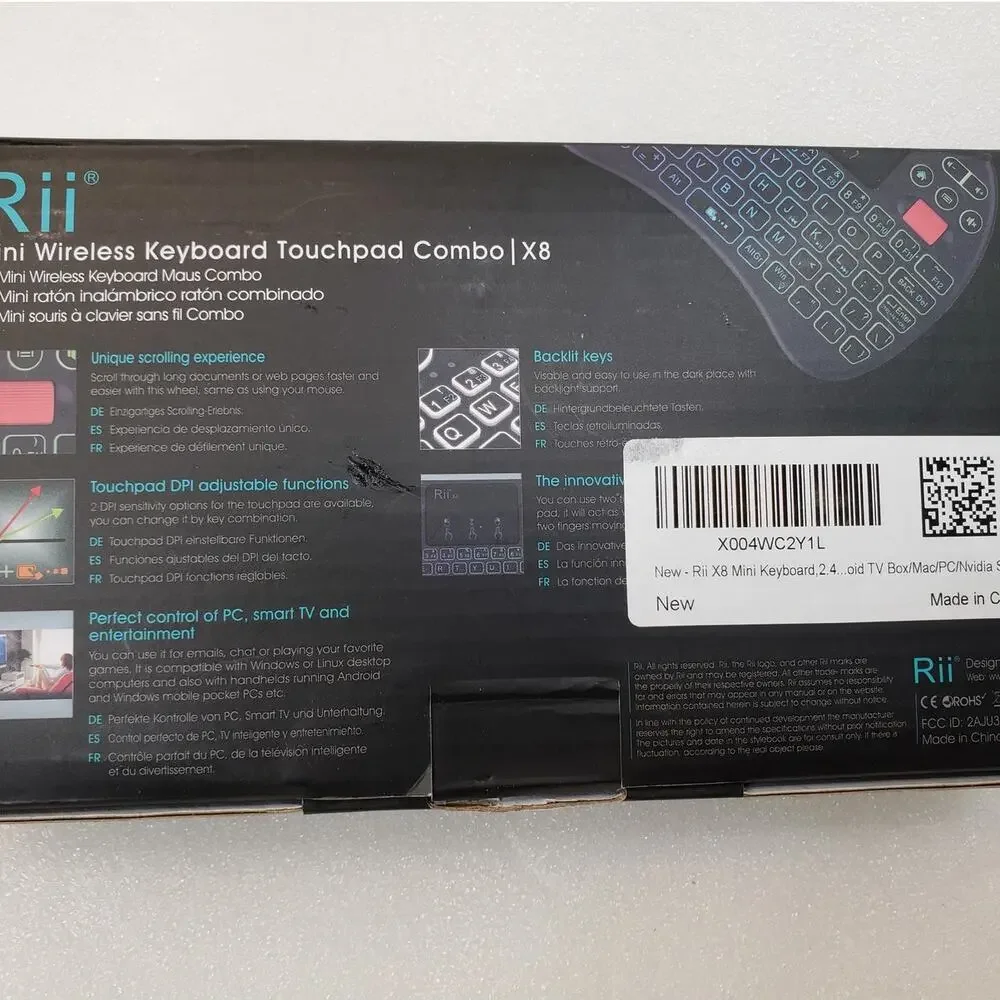 Rii X8 Mini Wireless Keyboard Touchpad Combo with RGB Backlight (Black)